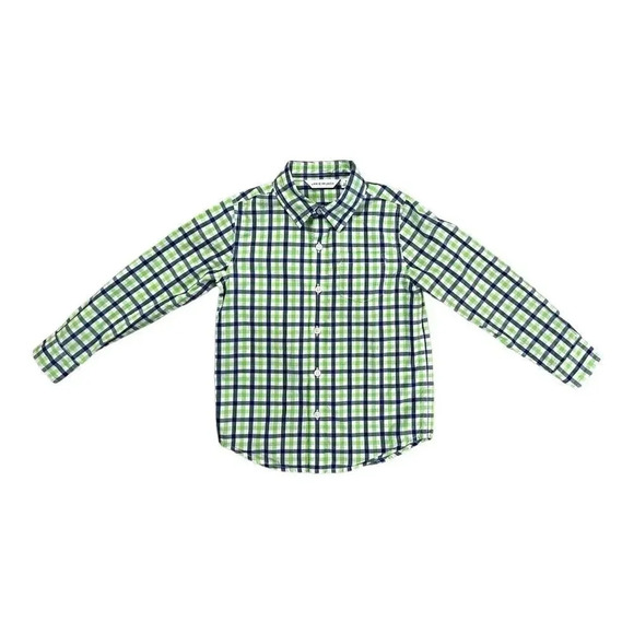 Janie & Jack | Gingham Poplin Button Down Shirt (4) 💙💚 - Picture 1 of 7